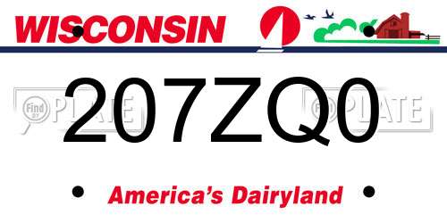 207ZQ0 Wisconsin License Plate