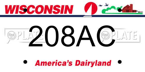 208AC Wisconsin License Plate