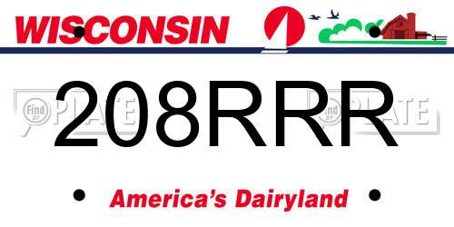 208RRR Wisconsin License Plate
