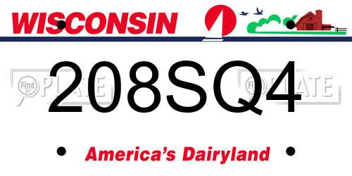 208SQ4 Wisconsin License Plate