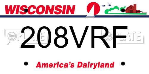 208VRF Wisconsin License Plate