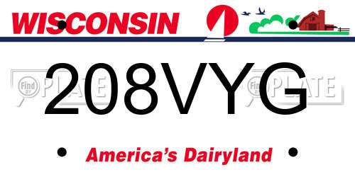 208VYG Wisconsin License Plate