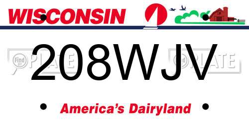 208WJV Wisconsin License Plate
