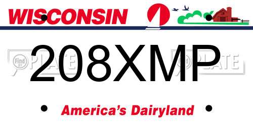 208XMP Wisconsin License Plate