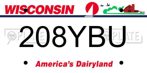 208YBU Wisconsin License Plate