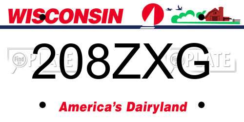 208ZXG Wisconsin License Plate