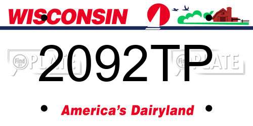 2092TP Wisconsin License Plate