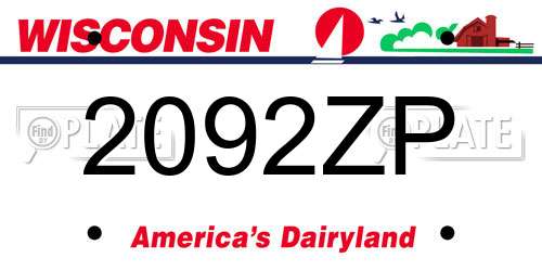 2092ZP Wisconsin License Plate