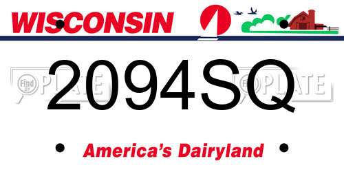 2094SQ Wisconsin License Plate