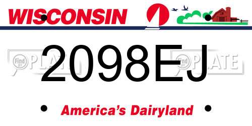 2098EJ Wisconsin License Plate