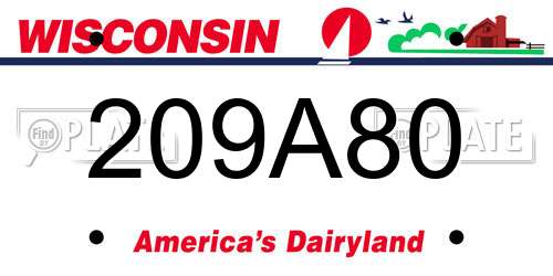 209A80 Wisconsin License Plate