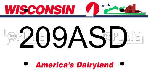 209ASD Wisconsin License Plate