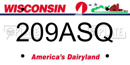 209ASQ Wisconsin License Plate