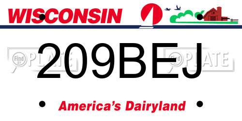 209BEJ Wisconsin License Plate
