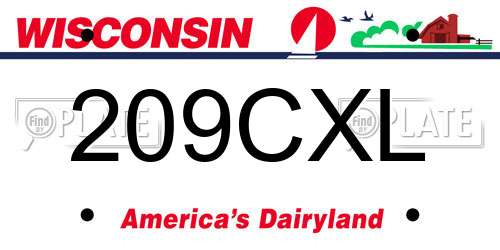 209CXL Wisconsin License Plate