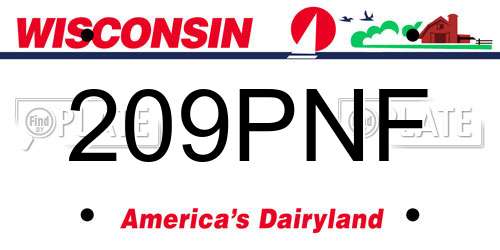 209PNF Wisconsin License Plate