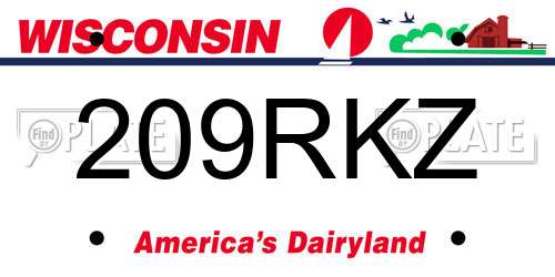 209RKZ Wisconsin License Plate