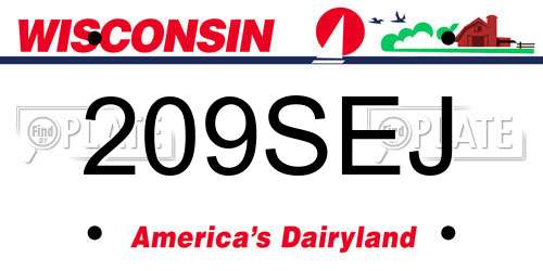 209SEJ Wisconsin License Plate