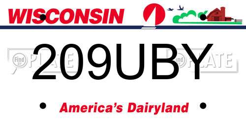 209UBY Wisconsin License Plate