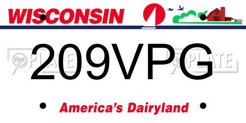 209VPG Wisconsin License Plate