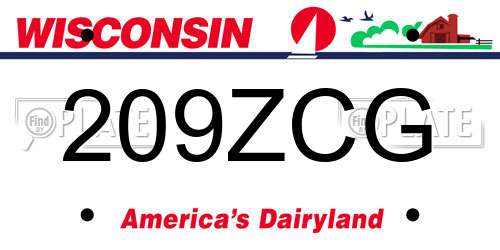 209ZCG Wisconsin License Plate