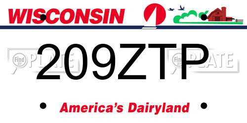 209ZTP Wisconsin License Plate