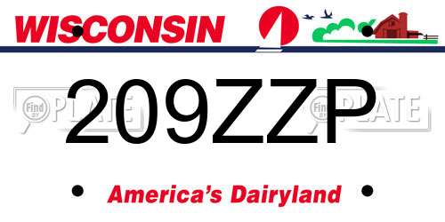 209ZZP Wisconsin License Plate