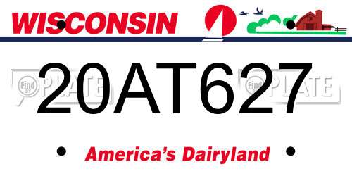 20AT627 Wisconsin License Plate