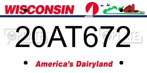 20AT672 Wisconsin License Plate