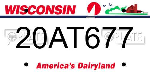 20AT677 Wisconsin License Plate