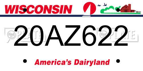 20AZ622 Wisconsin License Plate