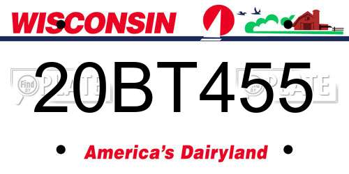 20BT455 Wisconsin License Plate