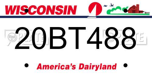 20BT488 Wisconsin License Plate
