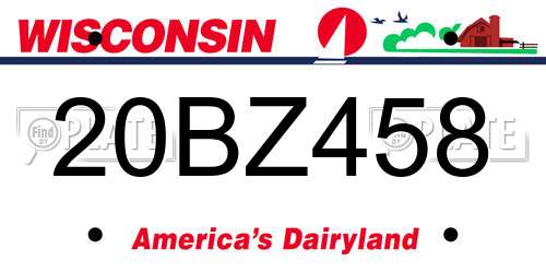 20BZ458 Wisconsin License Plate