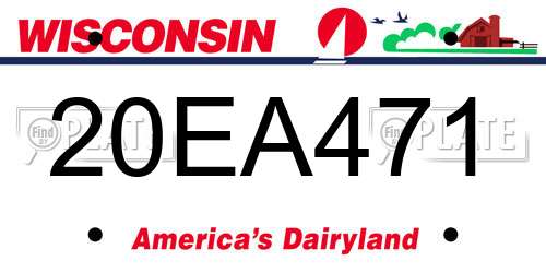 20EA471 Wisconsin License Plate