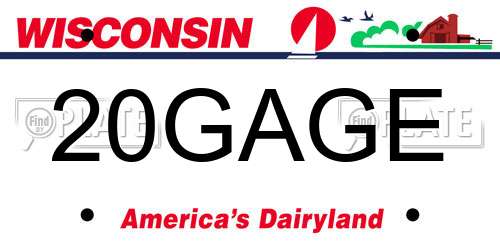 20GAGE Wisconsin License Plate
