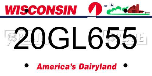 20GL655 Wisconsin License Plate