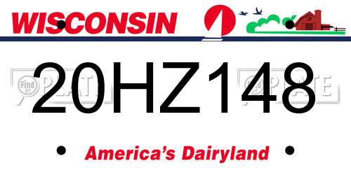 20HZ148 Wisconsin License Plate