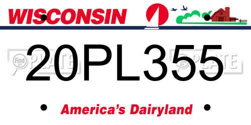 20PL355 Wisconsin License Plate