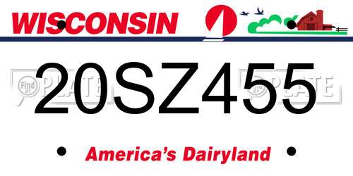 20SZ455 Wisconsin License Plate