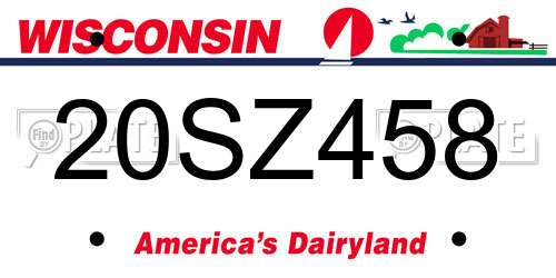 20SZ458 Wisconsin License Plate