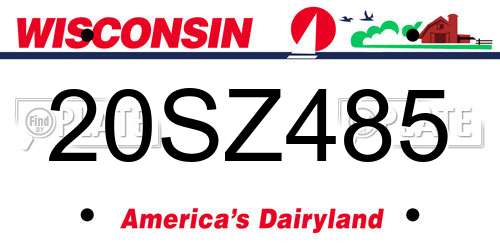 20SZ485 Wisconsin License Plate