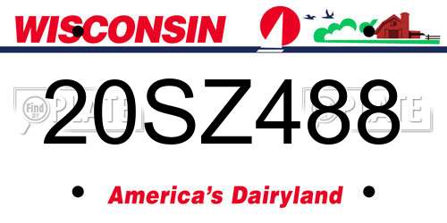 20SZ488 Wisconsin License Plate