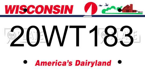 20WT183 Wisconsin License Plate