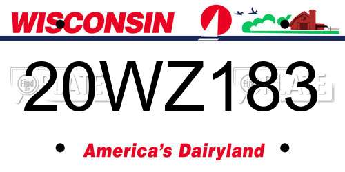 20WZ183 Wisconsin License Plate