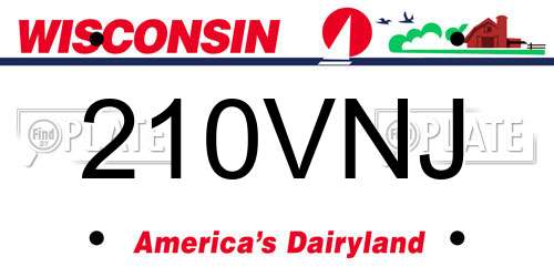210VNJ Wisconsin License Plate
