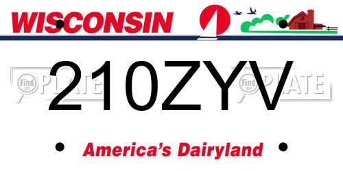 210ZYV Wisconsin License Plate
