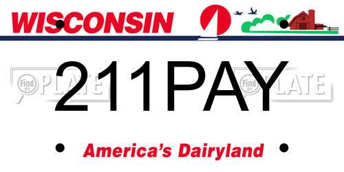 211PAY Wisconsin License Plate