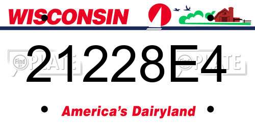 21228E4 Wisconsin License Plate