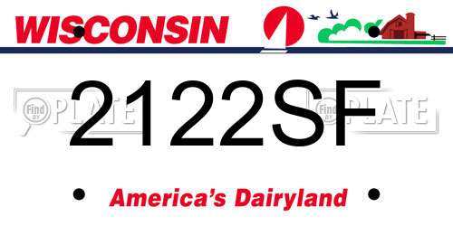 2122SF Wisconsin License Plate